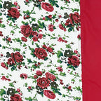 White Crimson Rose Garden 144 TC Pure Cotton Bedsheet Set with Pillow Cover