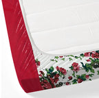 White Crimson Rose Garden 144 TC Pure Cotton Bedsheet Set with Pillow Cover