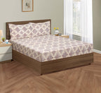 Mauve Mosaic Cream & Purple Geometric 160 TC Pure Cotton Bedsheet with Pillow Cover