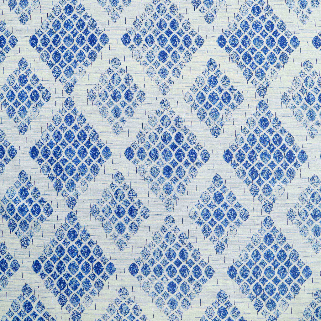Azure Mosaic White & Blue Geometric 160 TC Pure Cotton Bedsheet with Pillow Cover