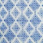 Azure Mosaic White & Blue Geometric 160 TC Pure Cotton Bedsheet with Pillow Cover
