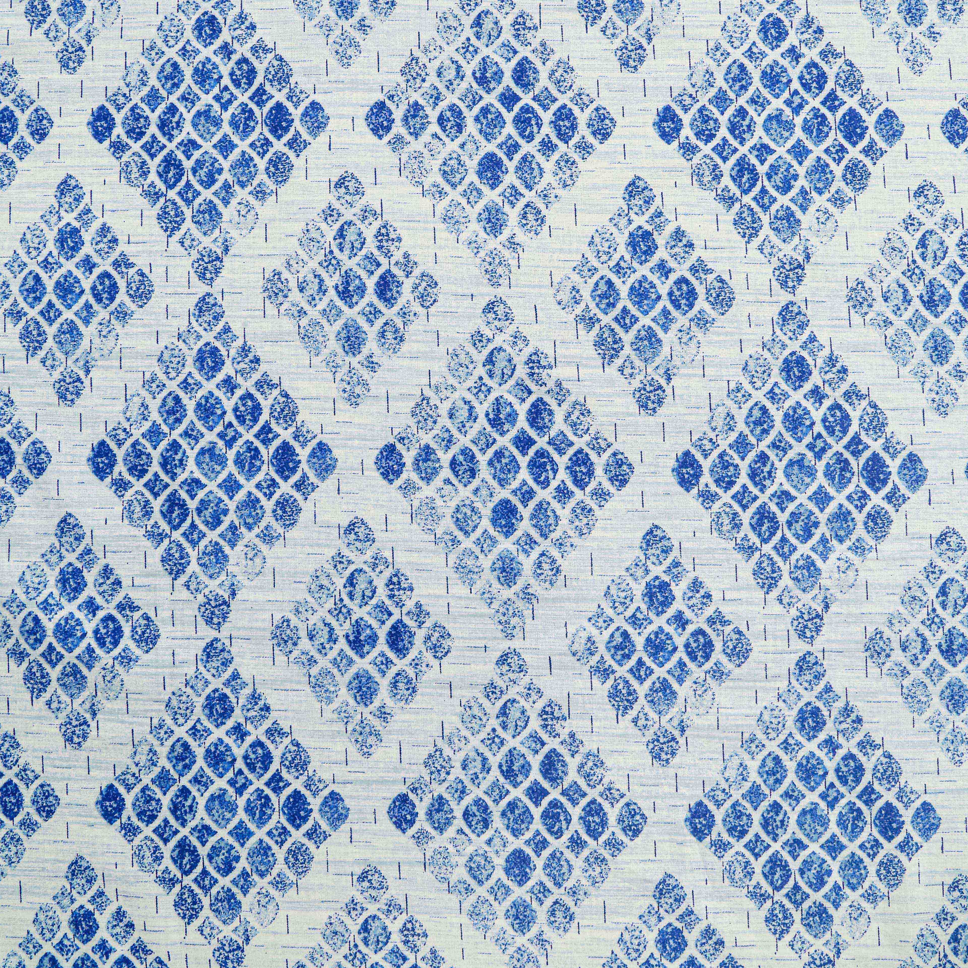 Azure Mosaic White & Blue Geometric 160 TC Pure Cotton Bedsheet with Pillow Cover