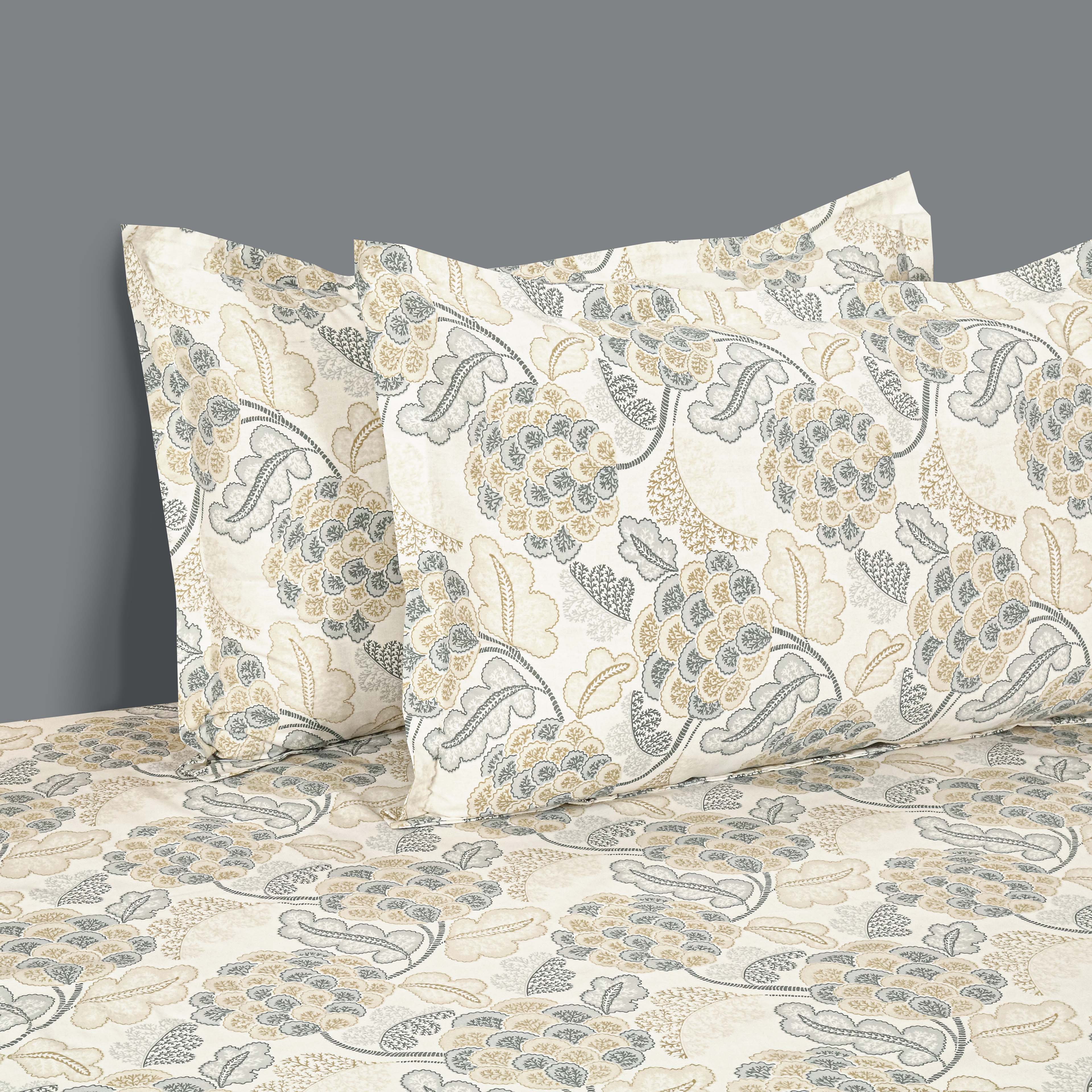 Candy Blossom White & Multicolour Floral 160 TC Pure Cotton Bedsheet with Pillow Cover
