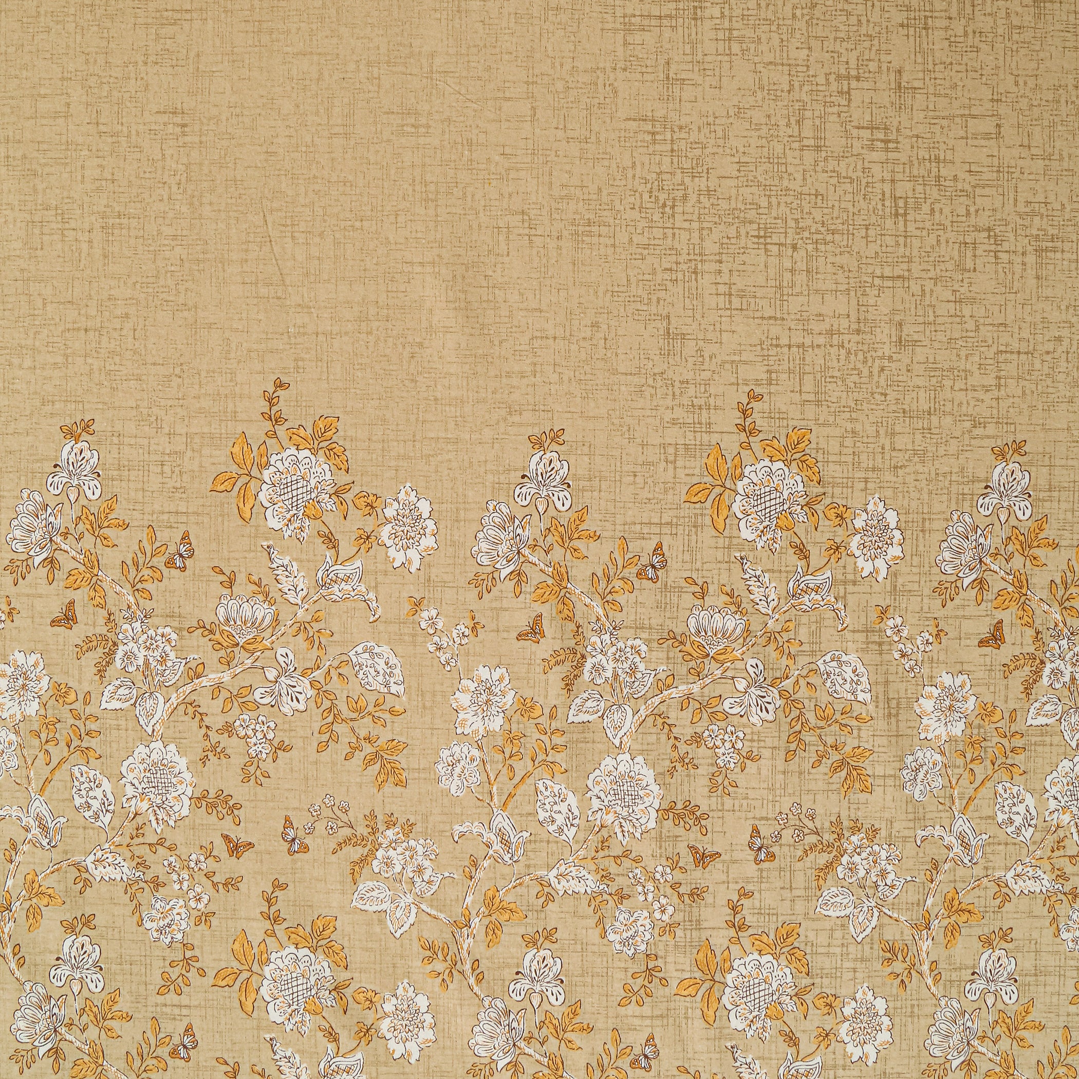 Golden Meadow Beige & Mustard Floral 160 TC Pure Cotton Fitted Bedsheet with Pillow Cover