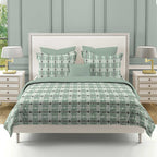 Mint Green Tribal Stripes 144 TC Pure Cotton Bedsheet Set with Pillow Cover