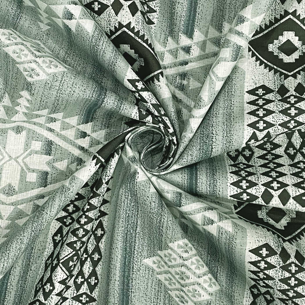 Mint Green Tribal Stripes 144 TC Pure Cotton Bedsheet Set with Pillow Cover