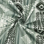 Mint Green Tribal Stripes 144 TC Pure Cotton Bedsheet Set with Pillow Cover