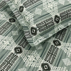 Mint Green Tribal Stripes 144 TC Pure Cotton Bedsheet Set with Pillow Cover