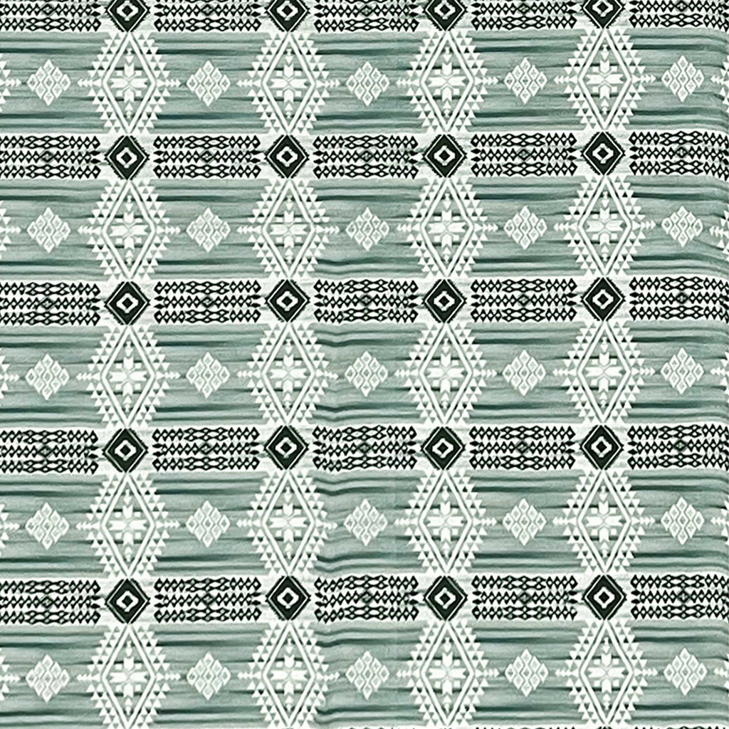 Mint Green Tribal Stripes 144 TC Pure Cotton Bedsheet Set with Pillow Cover