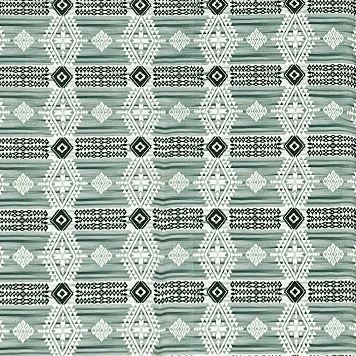 Mint Green Tribal Stripes 144 TC Pure Cotton Bedsheet Set with Pillow Cover