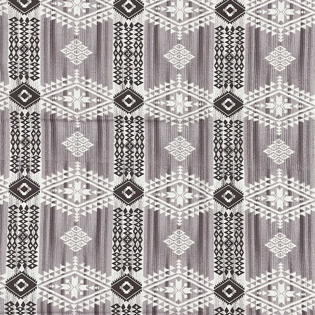 Tribal Rhythm Grey & Black Geometric 160 TC Pure Cotton Fitted Bedsheet with Pillow Cover
