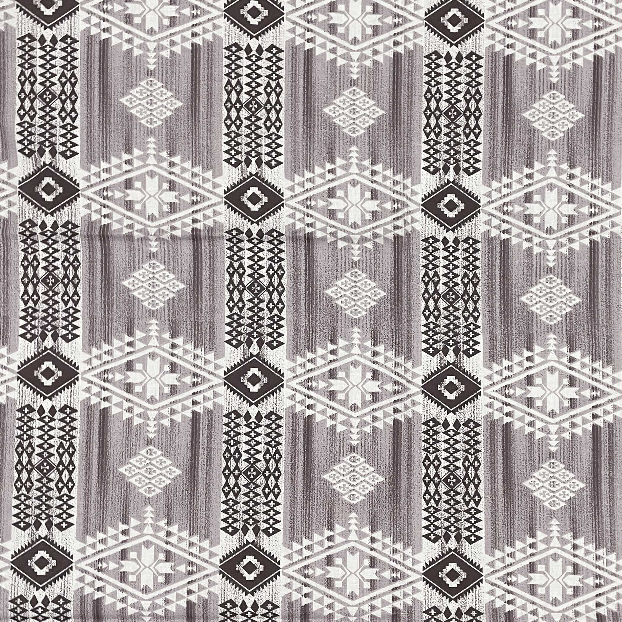 Tribal Rhythm Grey & Black Geometric 160 TC Pure Cotton Fitted Bedsheet with Pillow Cover