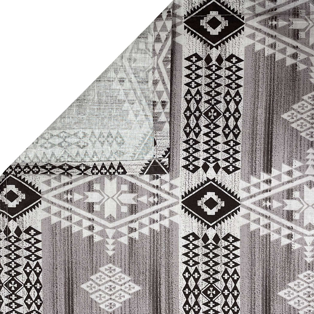 Tribal Rhythm Grey & Black Geometric 160 TC Pure Cotton Fitted Bedsheet with Pillow Cover