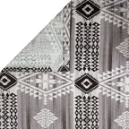Tribal Rhythm Grey & Black Geometric 160 TC Pure Cotton Fitted Bedsheet with Pillow Cover
