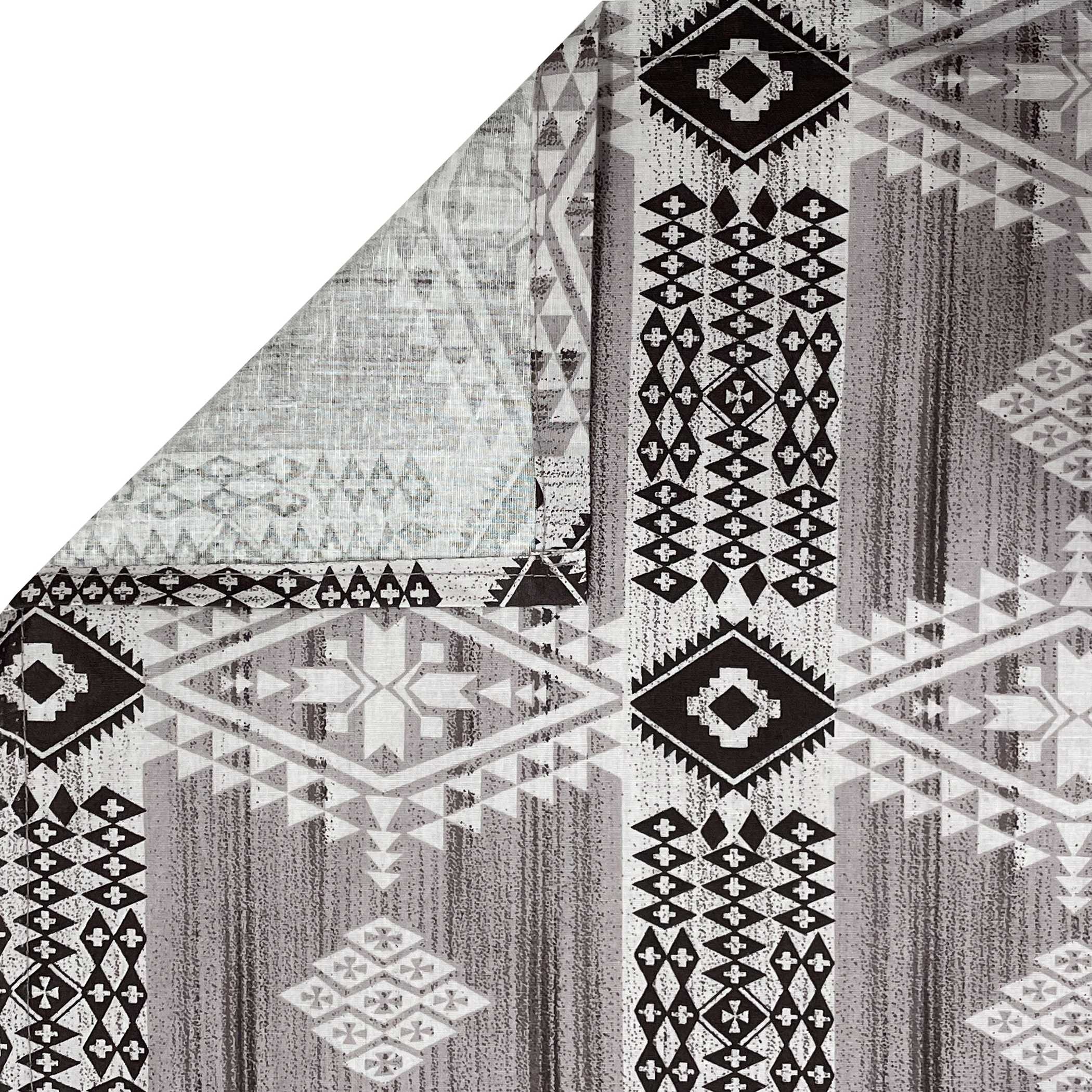 Tribal Rhythm Grey & Black Geometric 160 TC Pure Cotton Fitted Bedsheet with Pillow Cover