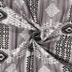 Tribal Rhythm Grey & Black Geometric 160 TC Pure Cotton Fitted Bedsheet with Pillow Cover