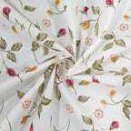 Blossom Trail White Multicolour Floral 160 TC Pure Cotton Bedsheet with Pillow Cover