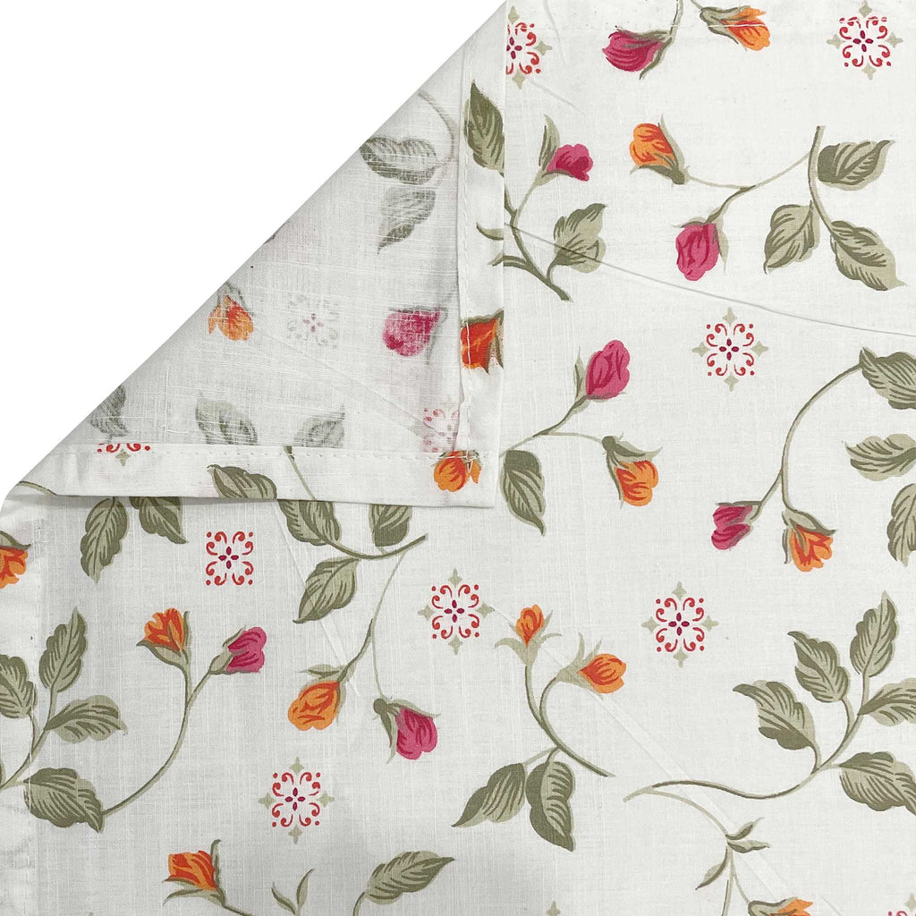 Blossom Trail White Multicolour Floral 160 TC Pure Cotton Bedsheet with Pillow Cover