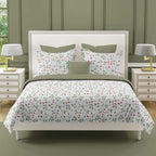 Blossom Trail White Multicolour Floral 160 TC Pure Cotton Bedsheet with Pillow Cover
