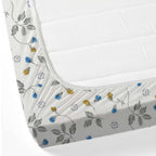 Meadow Sprig White & Grey Botanical 160 TC Pure Cotton Bedsheet with Pillow Cover