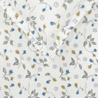 Meadow Sprig White & Grey Botanical 160 TC Pure Cotton Bedsheet with Pillow Cover