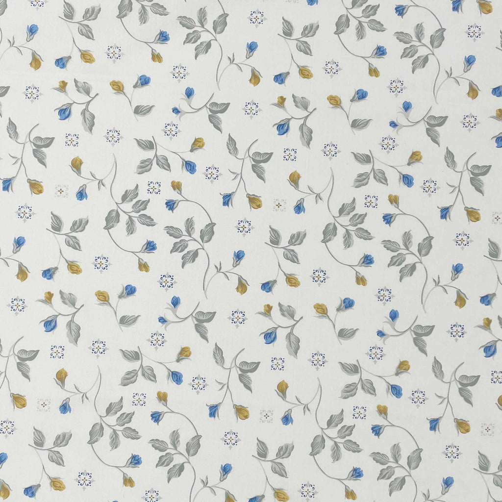 Meadow Sprig White & Grey Botanical 160 TC Pure Cotton Bedsheet with Pillow Cover