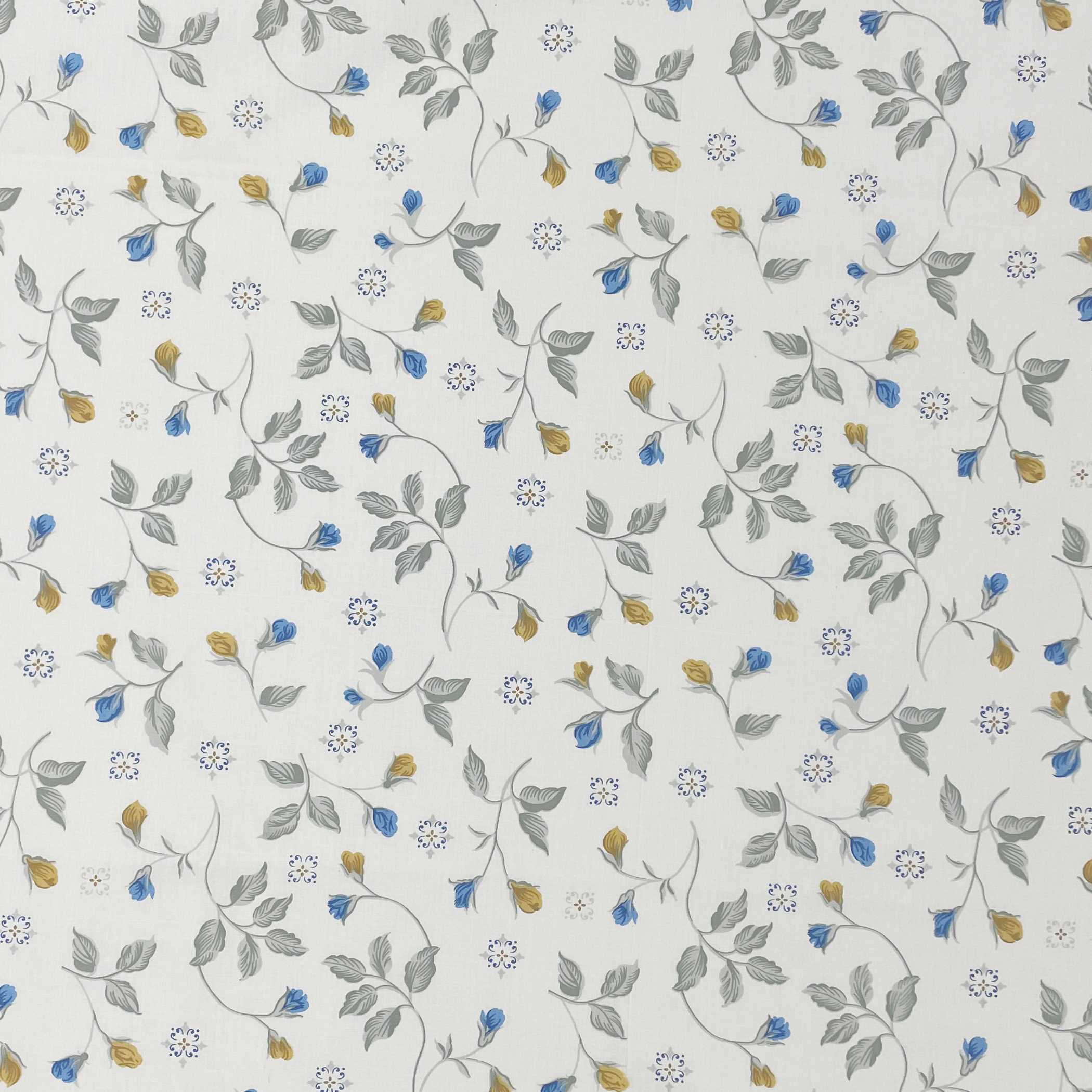 Meadow Sprig White & Grey Botanical 160 TC Pure Cotton Bedsheet with Pillow Cover