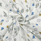 Meadow Sprig White & Grey Botanical 160 TC Pure Cotton Bedsheet with Pillow Cover