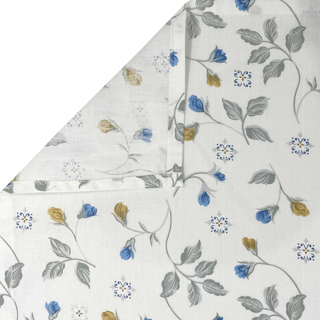 Meadow Sprig White & Grey Botanical 160 TC Pure Cotton Bedsheet with Pillow Cover