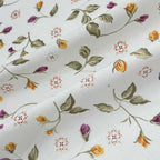 Autumn Blossom White & Olive Green Floral 160 TC Pure Cotton Bedsheet with Pillow Cover