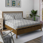 Silver Vine Grey & White Botanical 160 TC Pure Cotton Bedsheet with Pillow Cover