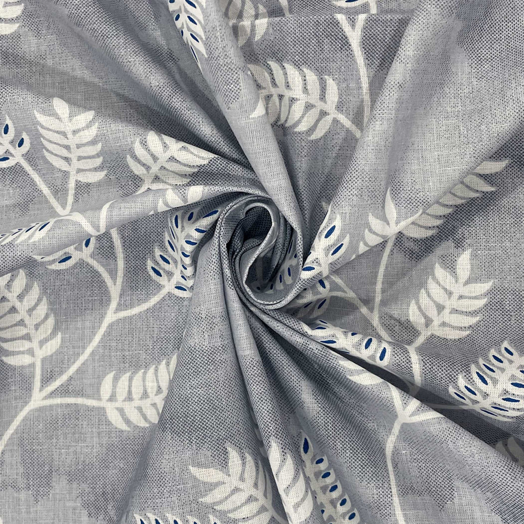 Silver Vine Grey & White Botanical 160 TC Pure Cotton Bedsheet with Pillow Cover