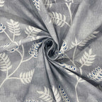 Silver Vine Grey & White Botanical 160 TC Pure Cotton Bedsheet with Pillow Cover