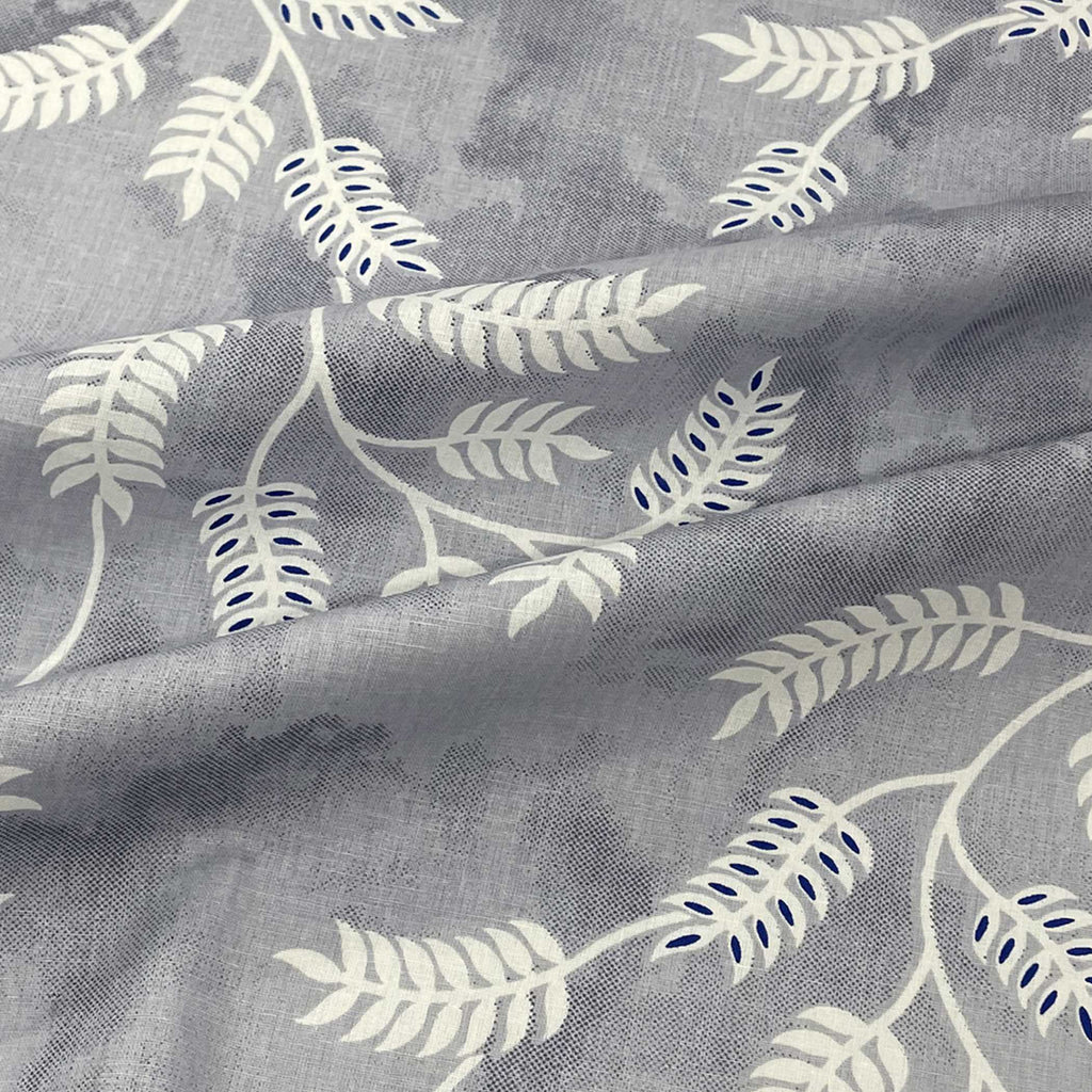 Silver Vine Grey & White Botanical 160 TC Pure Cotton Bedsheet with Pillow Cover