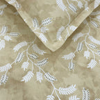 Ivory Vine Beige & White Botanical 160 TC Pure Cotton Bedsheet with Pillow Cover