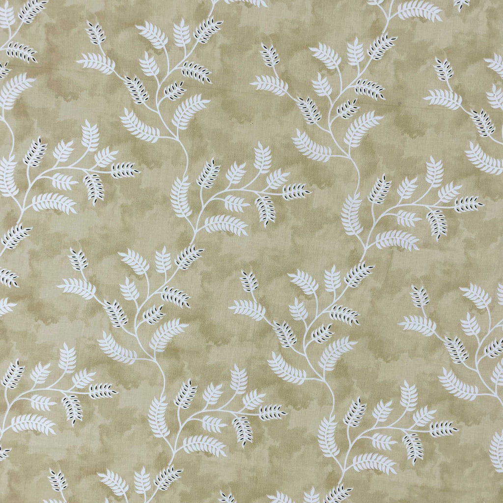 Ivory Vine Beige & White Botanical 160 TC Pure Cotton Bedsheet with Pillow Cover