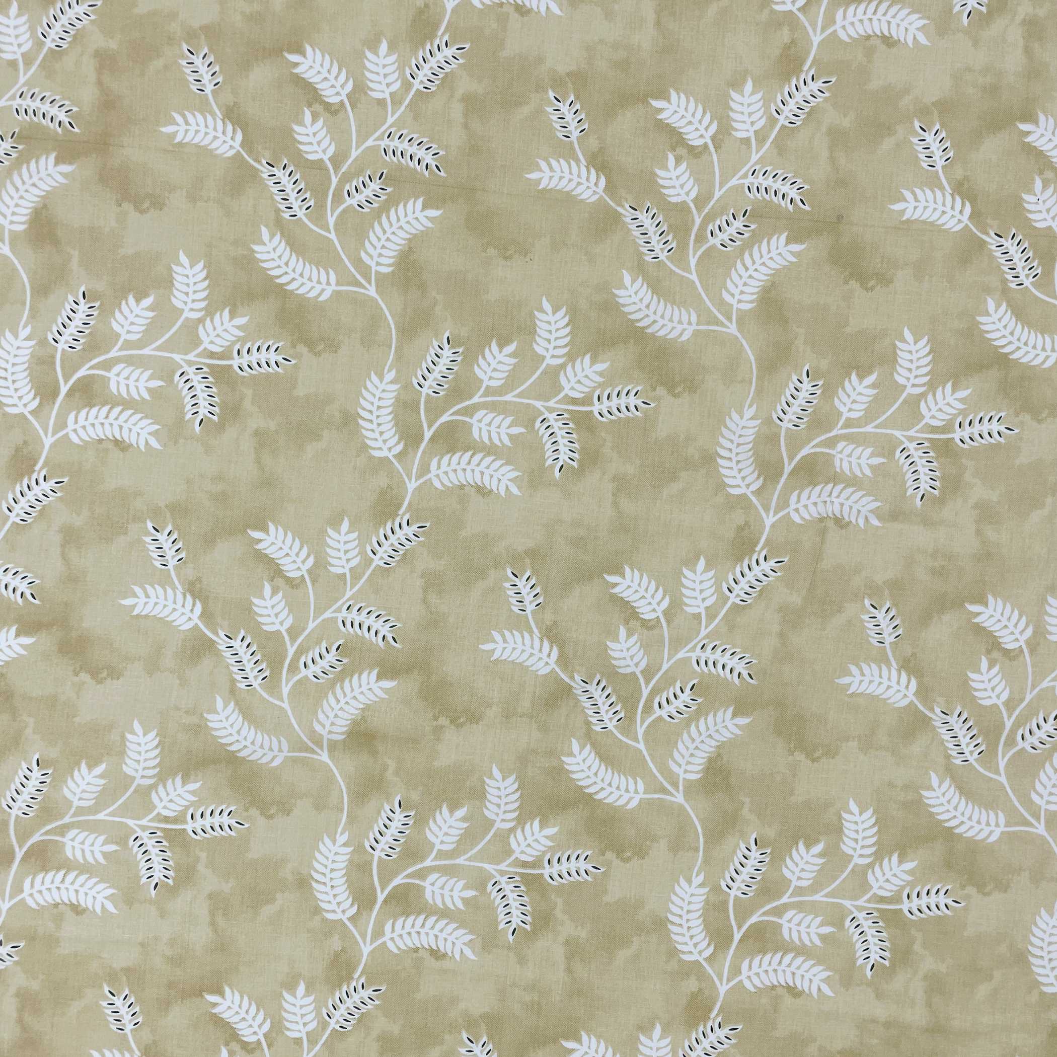 Ivory Vine Beige & White Botanical 160 TC Pure Cotton Bedsheet with Pillow Cover