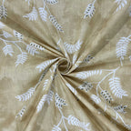 Ivory Vine Beige & White Botanical 160 TC Pure Cotton Bedsheet with Pillow Cover