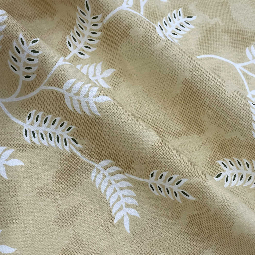 Ivory Vine Beige & White Botanical 160 TC Pure Cotton Bedsheet with Pillow Cover