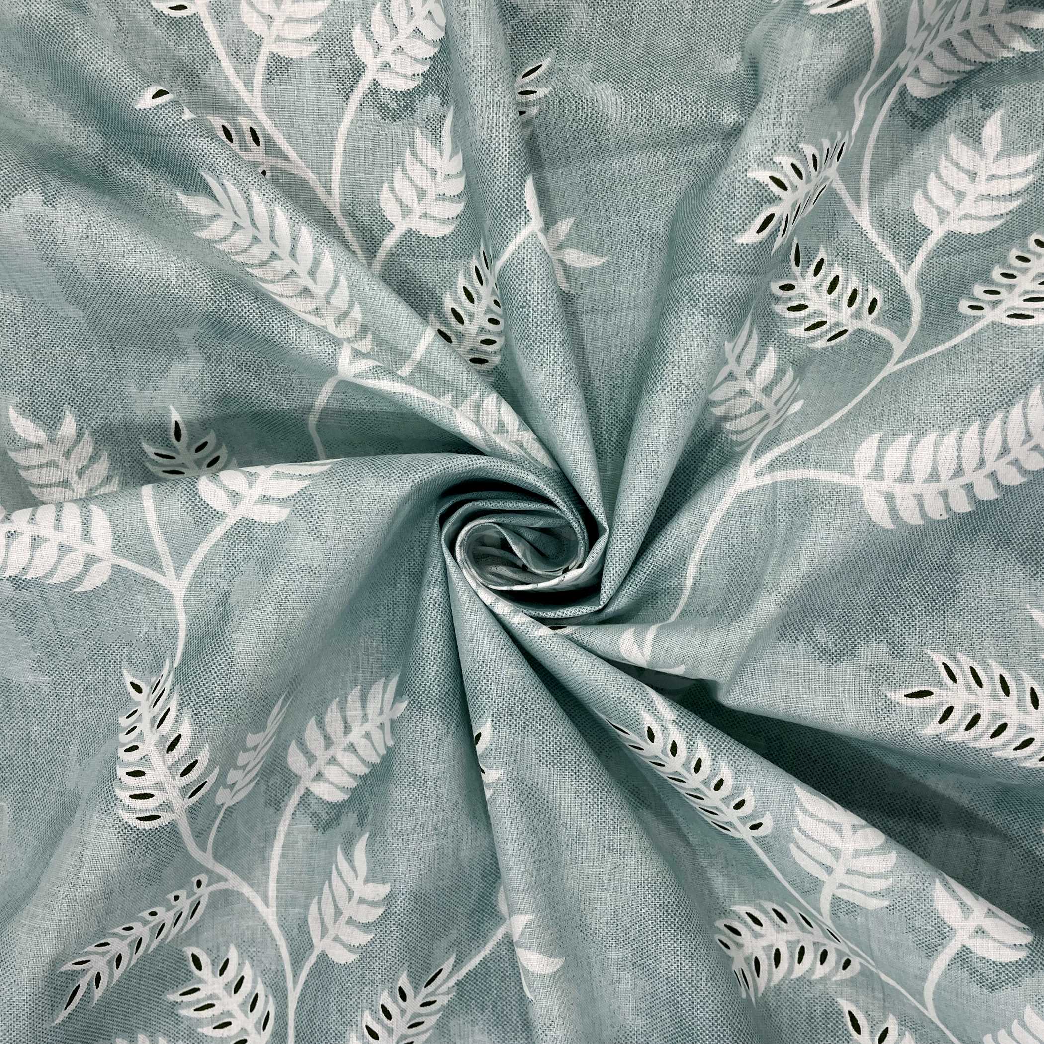 Aqua Vine Mint Green & White Botanical 160 TC Pure Cotton Bedsheet with Pillow Cover