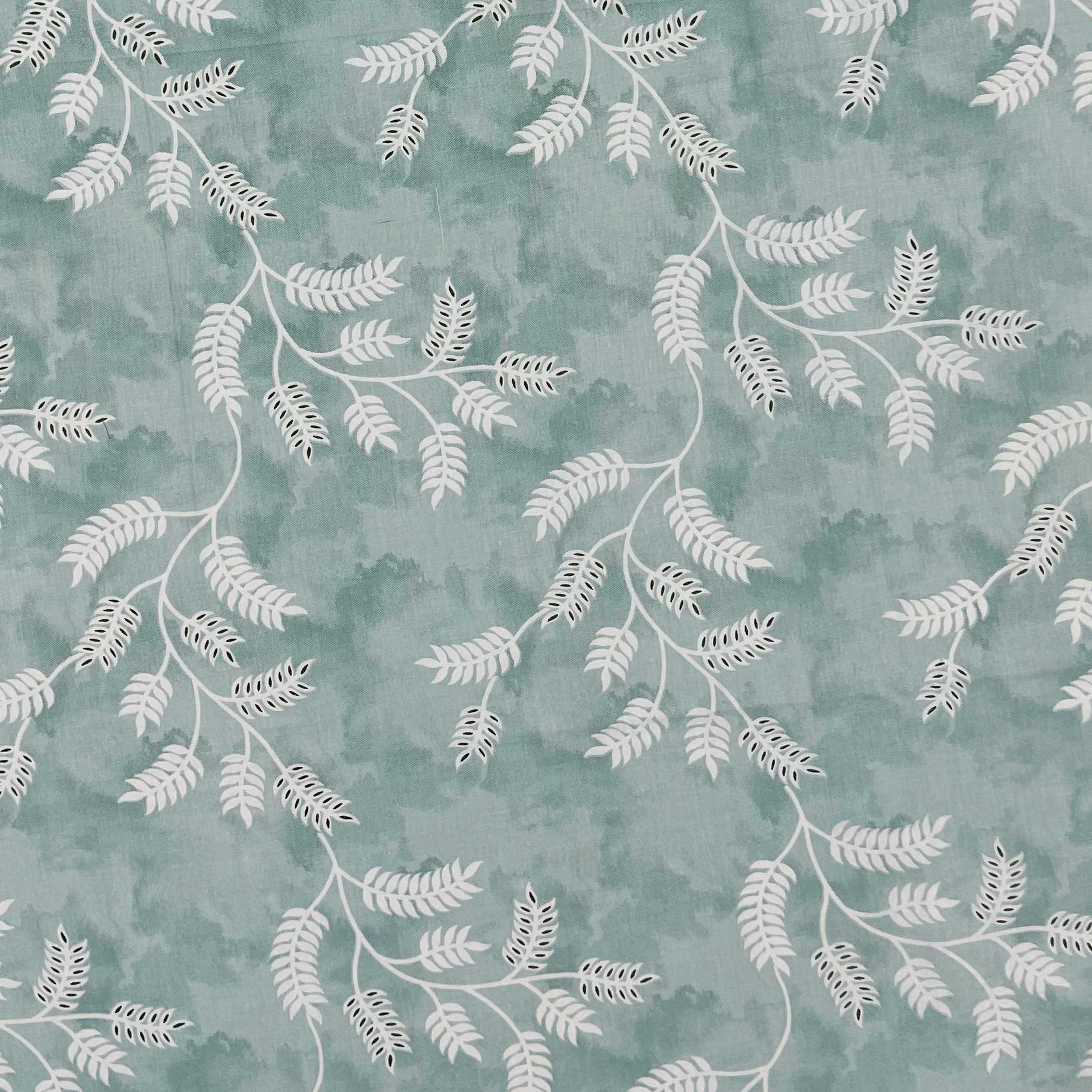 Aqua Vine Mint Green & White Botanical 160 TC Pure Cotton Bedsheet with Pillow Cover