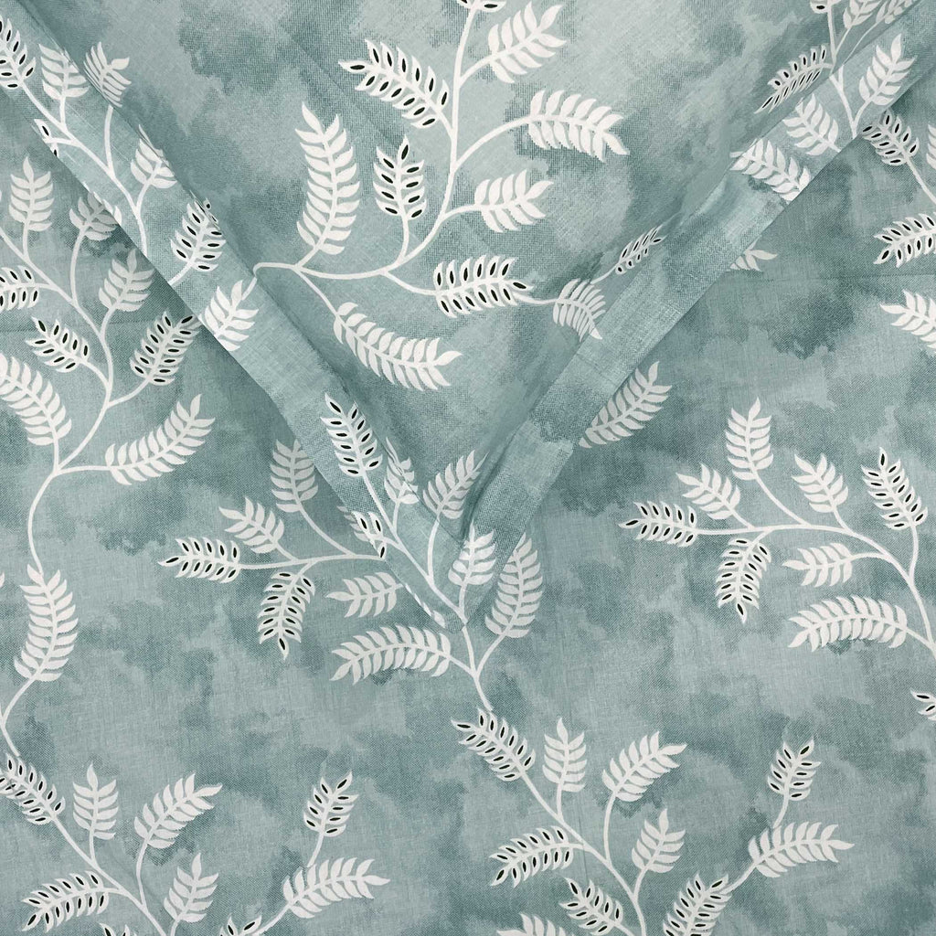 Aqua Vine Mint Green & White Botanical 160 TC Pure Cotton Bedsheet with Pillow Cover