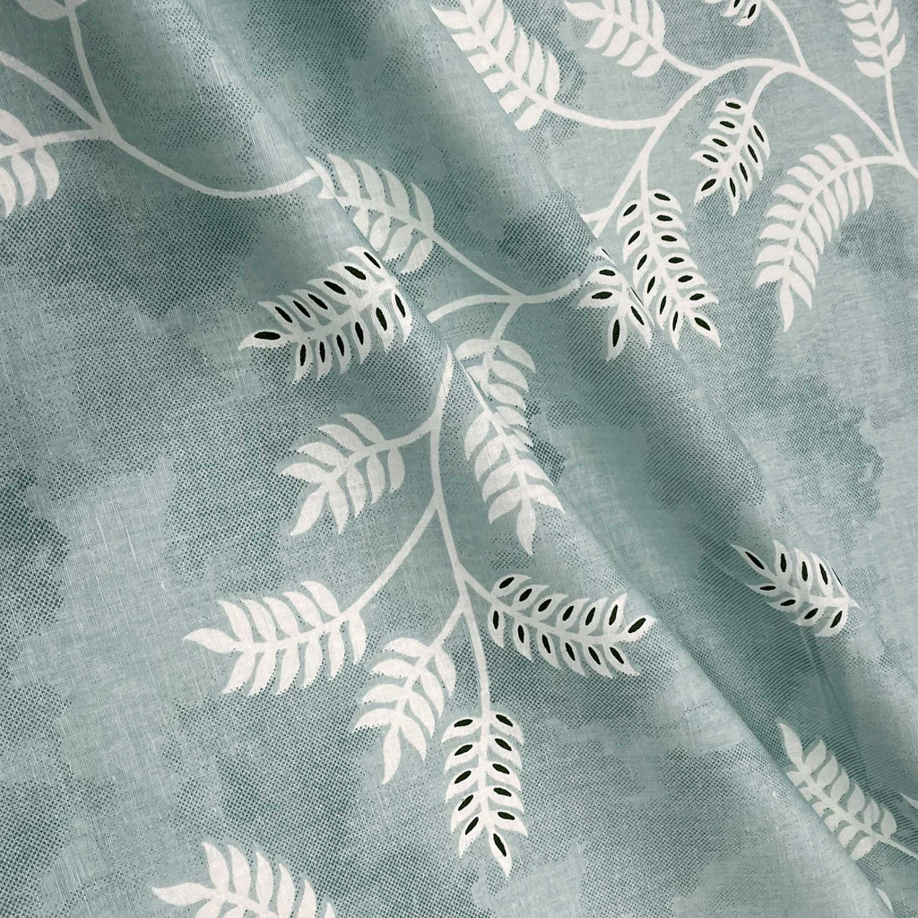 Aqua Vine Mint Green & White Botanical 160 TC Pure Cotton Bedsheet with Pillow Cover