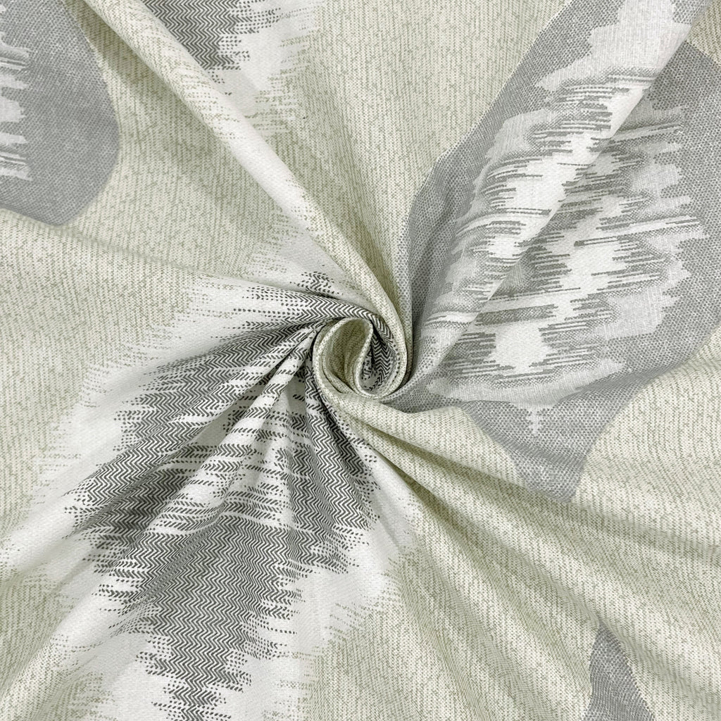 Sage Grey Ikat Medallions 144 TC Pure Cotton Bedsheet Set with Pillow Cover