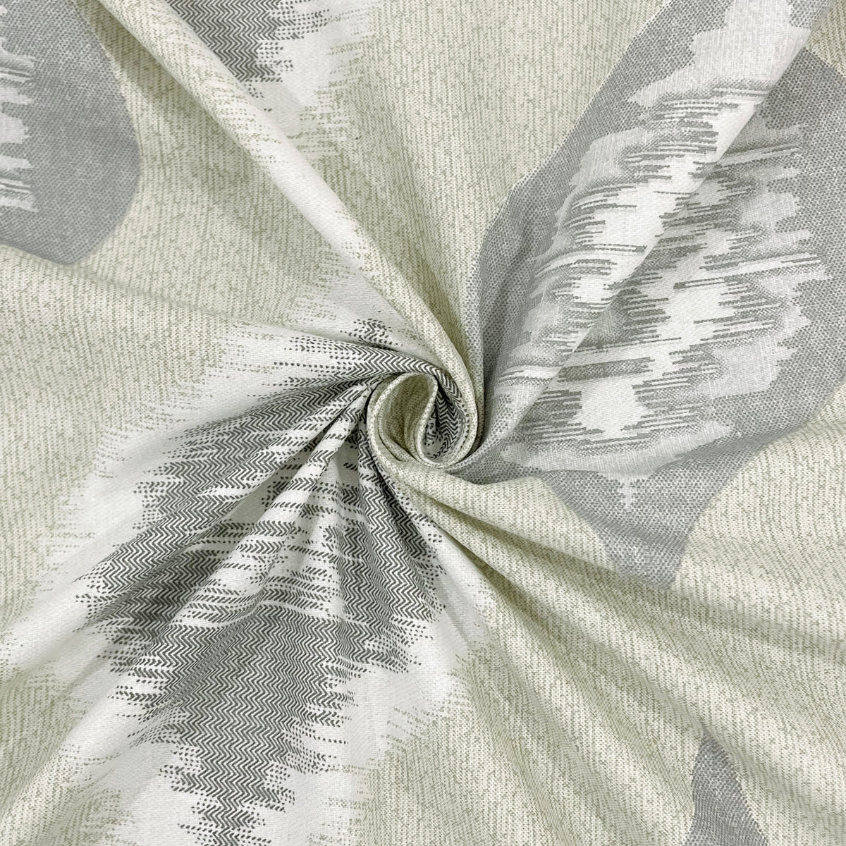 Sage Grey Ikat Medallions 144 TC Pure Cotton Bedsheet Set with Pillow Cover
