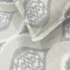 Sage Grey Ikat Medallions 144 TC Pure Cotton Bedsheet Set with Pillow Cover