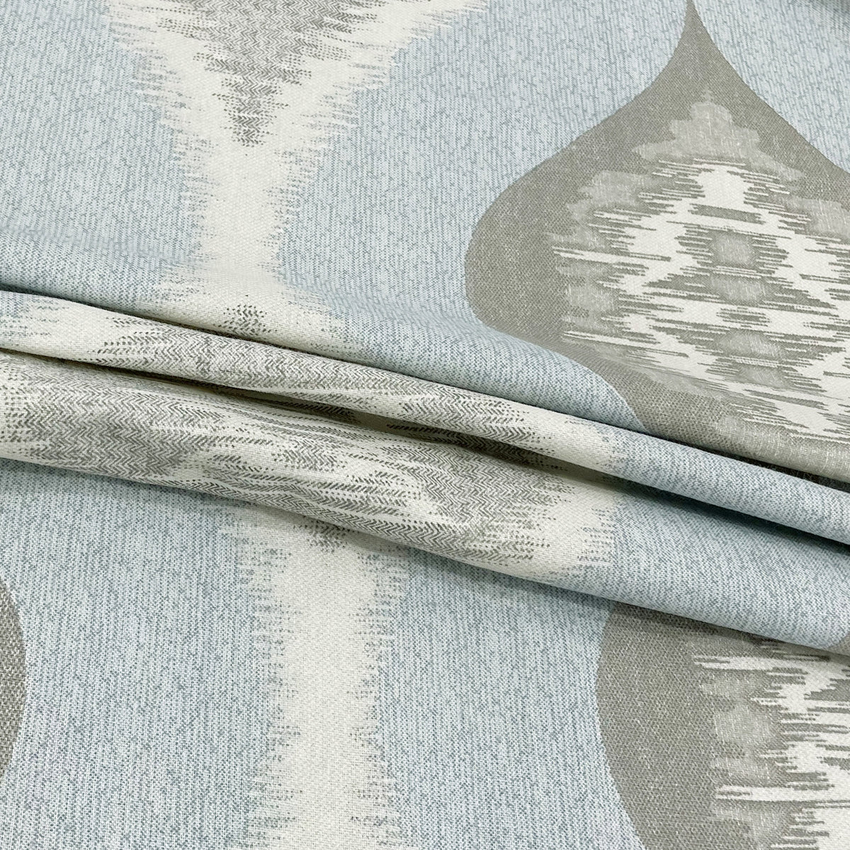 Powder Blue Ikat Medallions 144 TC Pure Cotton Bedsheet Set with Pillow Cover