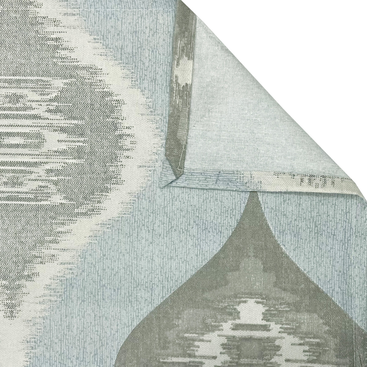 Powder Blue Ikat Medallions 144 TC Pure Cotton Bedsheet Set with Pillow Cover