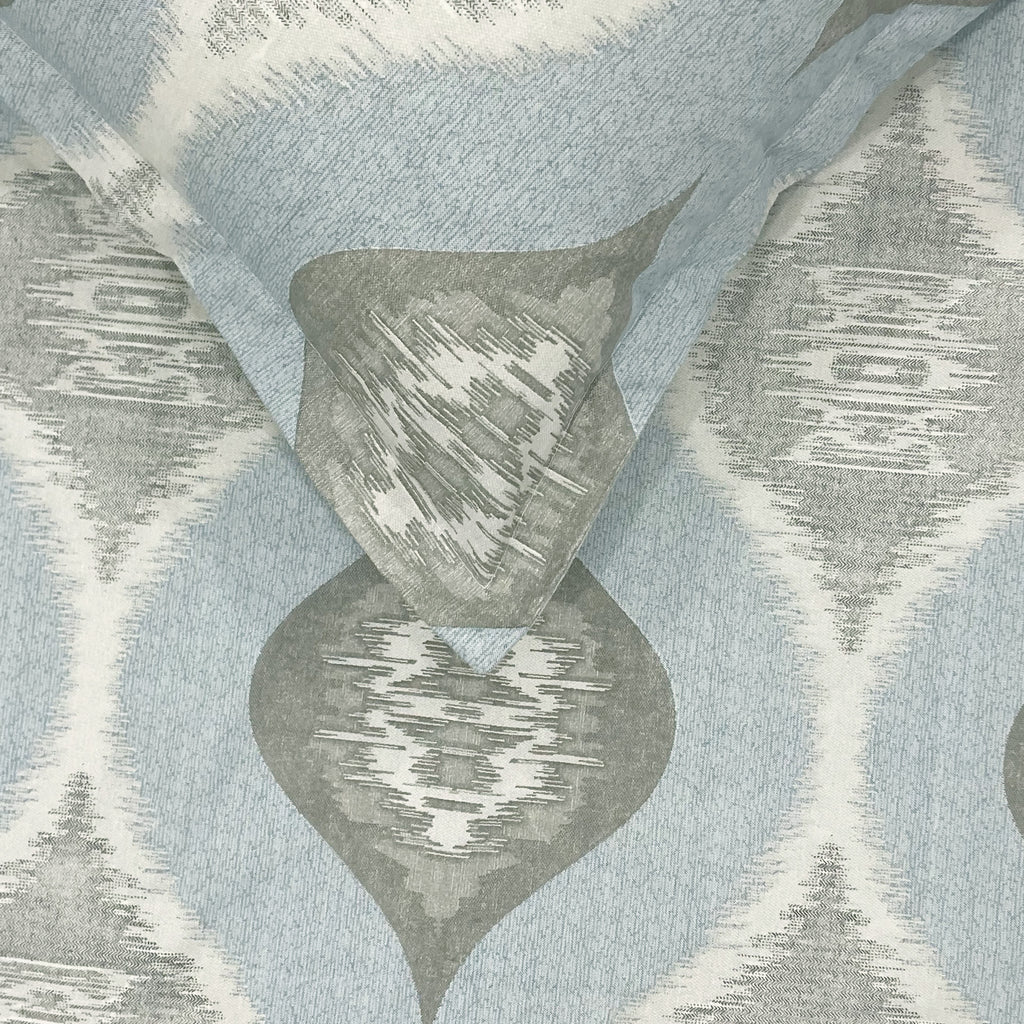 Powder Blue Ikat Medallions 144 TC Pure Cotton Bedsheet Set with Pillow Cover