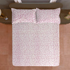 Ivory Pink Scroll Vine 144 TC Pure Cotton Bedsheet Set with Pillow Cover